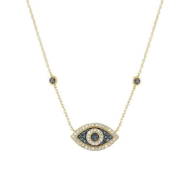 Tiara 10k Gold Diamond Evil Eye Pendant Necklace, Womens Yellow Product Image