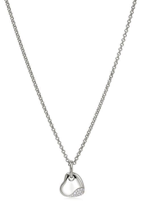 Womens Pebble Sterling Silver & 0.15 TCW Diamond Heart Pendant Necklace Product Image