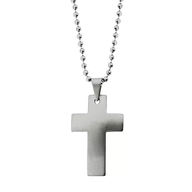 LYNX Stainless Steel Cross Pendant - Men, Mens Silver Product Image