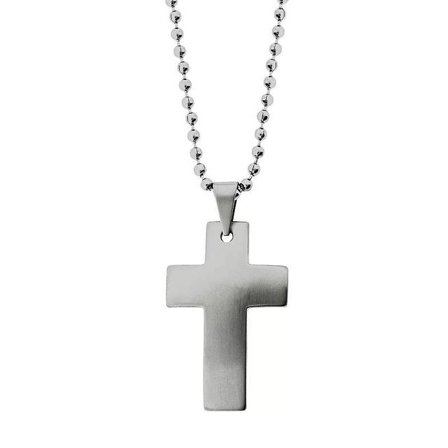 LYNX Stainless Steel Cross Pendant - Men, Mens Grey Product Image