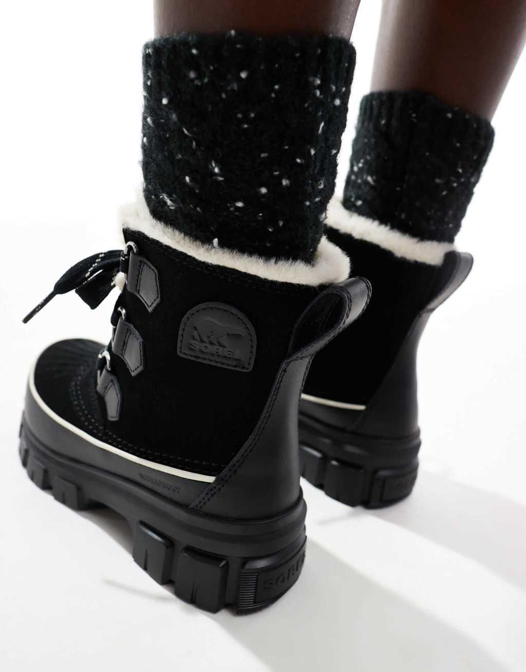 Sorel Tivoli V WP waterproof boots in black and fawn Product Image