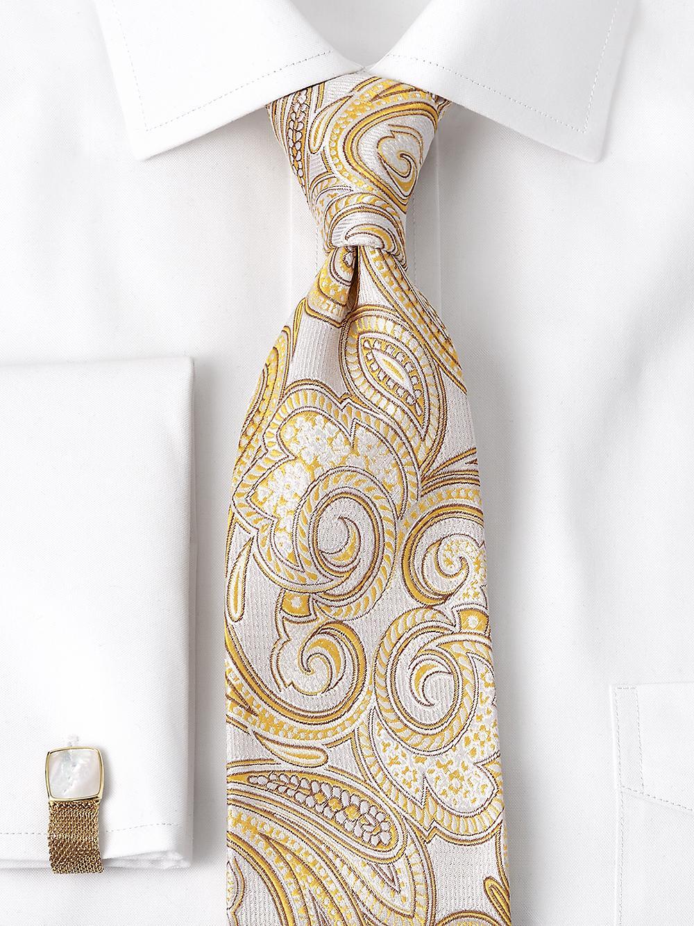 Paisley Woven Silk Tie - Yellow Product Image