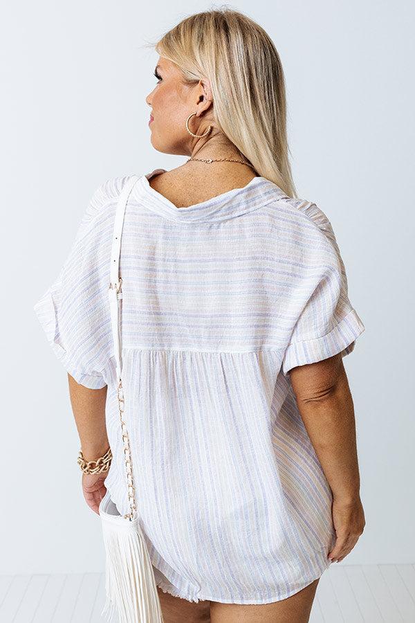 Saltwater Taffy Button Up Top In Lavender Curves Product Image