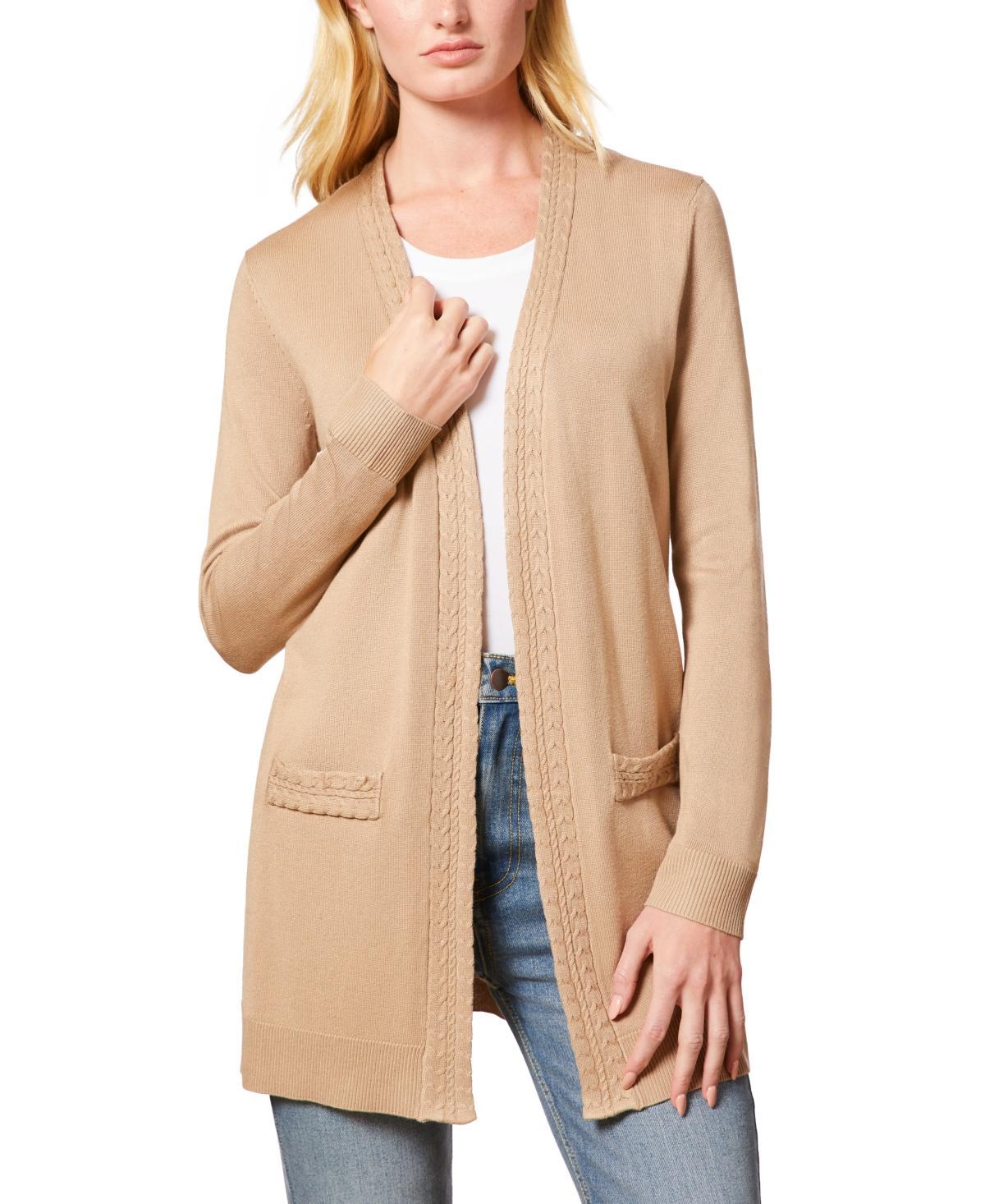 Melissa Paige Womens Braided-Trim Open-Front Cardigan, Regular & Petites Product Image