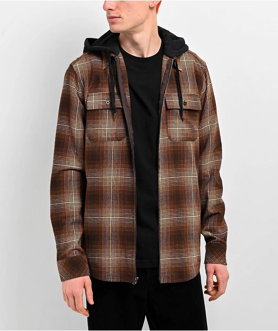 Empyre Chancer Brown Hooded Flannel Zip Shirt Product Image