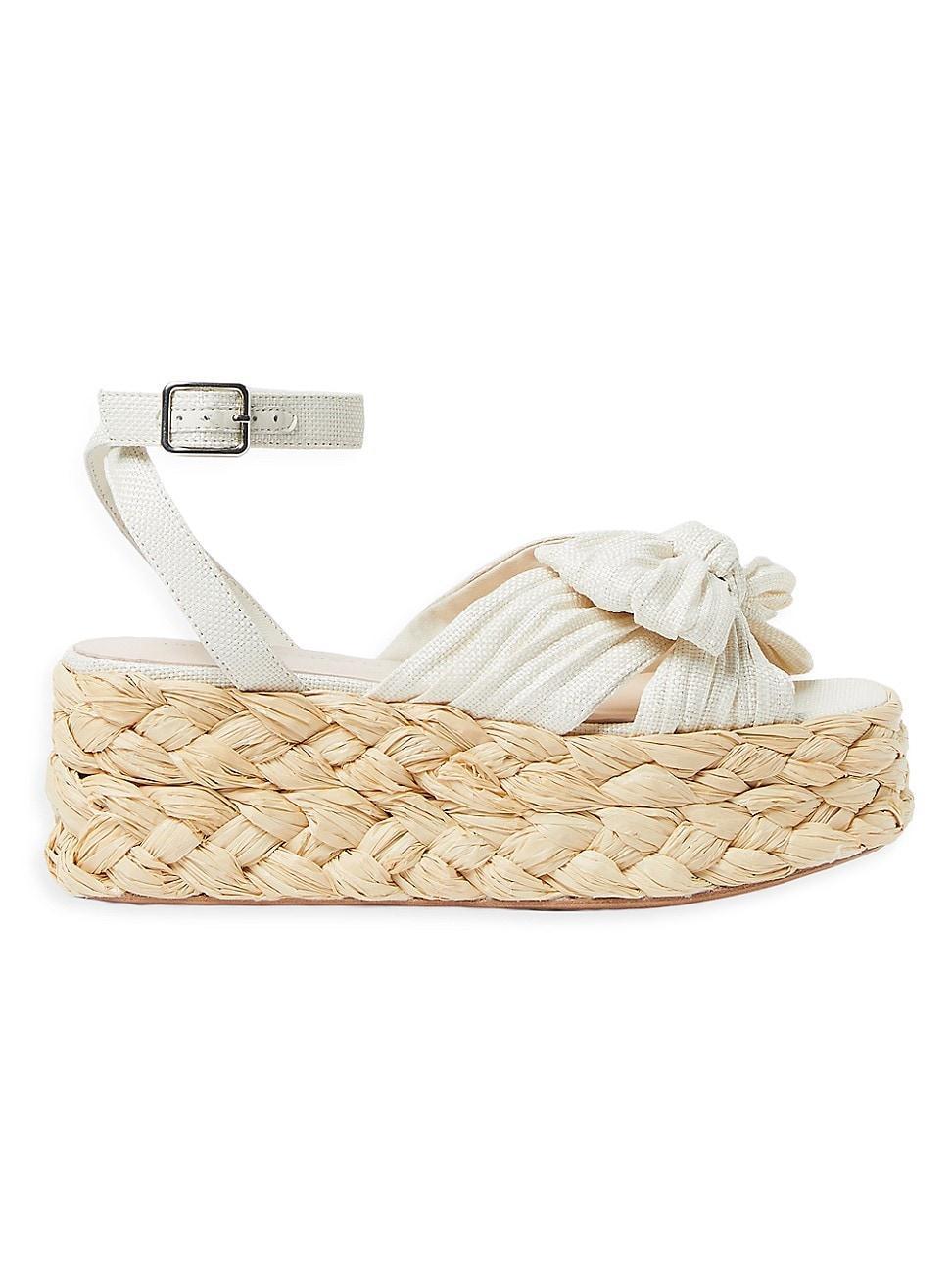 Womens Gaby 70MM Bow-Detailed Raffia Flatform Espadrille Sandals Product Image