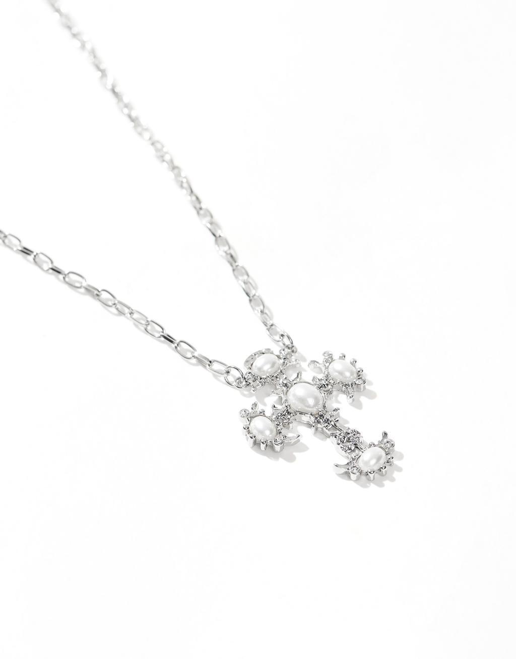 8 Other Reasons rhodium plated large cross pendant necklace  Product Image