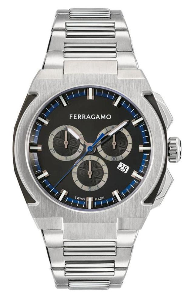 FERRAGAMO Men's Stainless Steel & Silicone Chronograph Watch/41mm In Blue Product Image