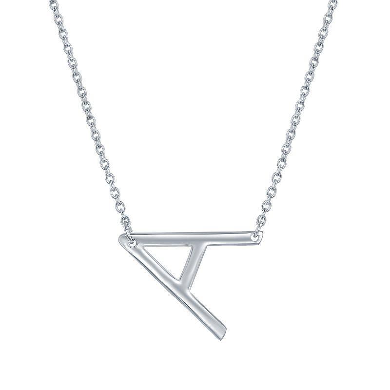 Sterling Silver Sideways Initial Necklace, Womens Sterling J Product Image