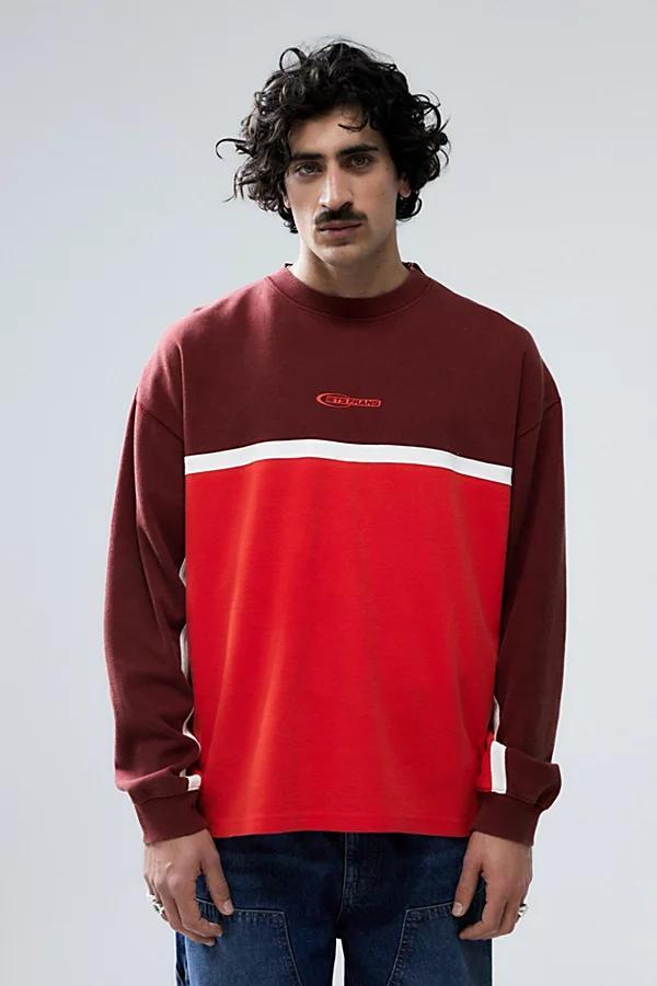 iets frans. Red Tonal Panel Sweatshirt Mens at Urban Outfitters Product Image