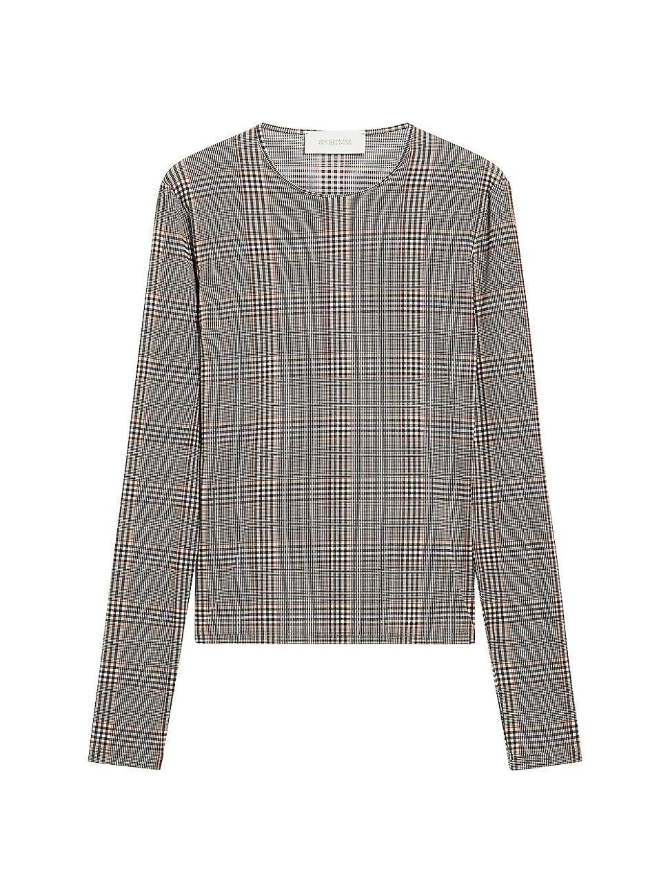 Womens Jersey Plaid Long-Sleeve Top Product Image