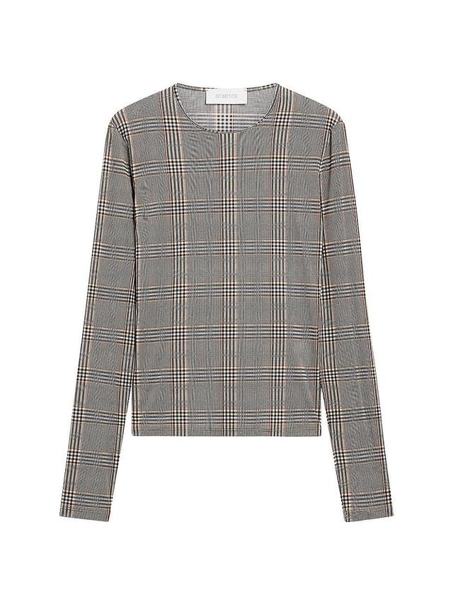 Womens Jersey Plaid Long-Sleeve Top Product Image