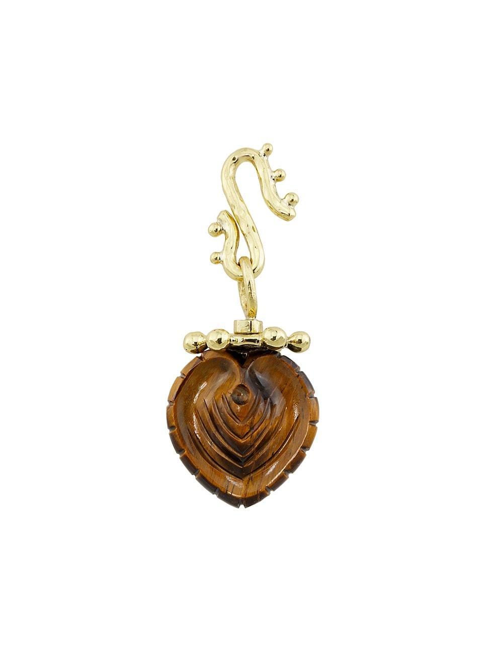 Womens Goldtone & Carved Gemstone Heart Pendant Product Image