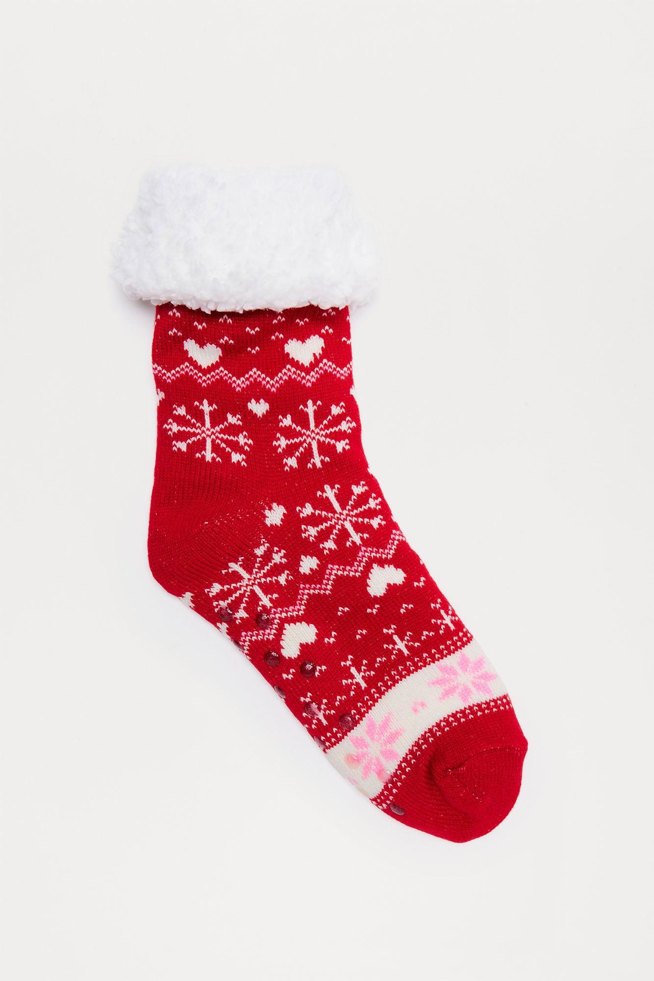 Winter Loving Cozy Socks - Red/combo Product Image