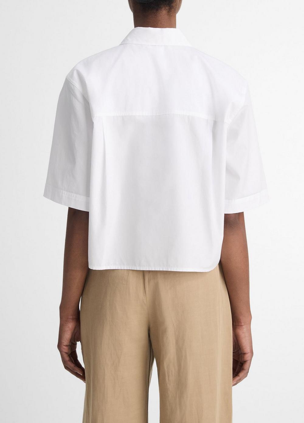 Cotton Short-Sleeve Cropped Shirt Product Image