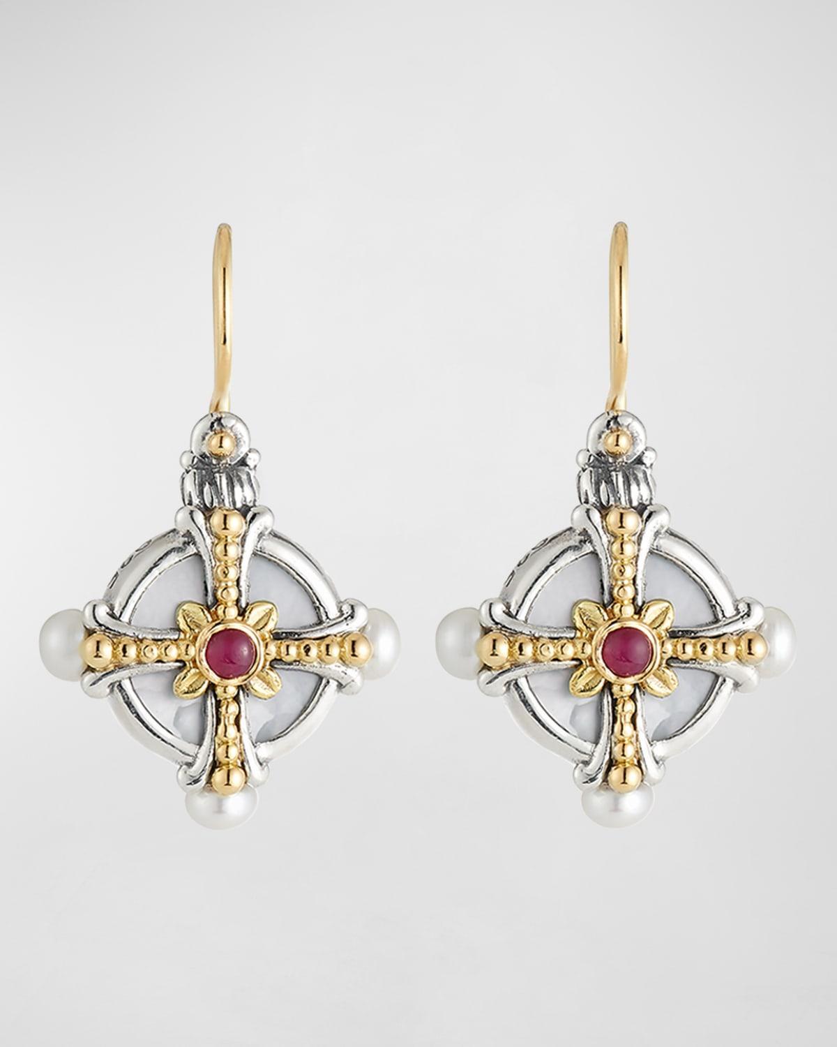 Hestia Pearl & Ruby Drop Earrings Product Image