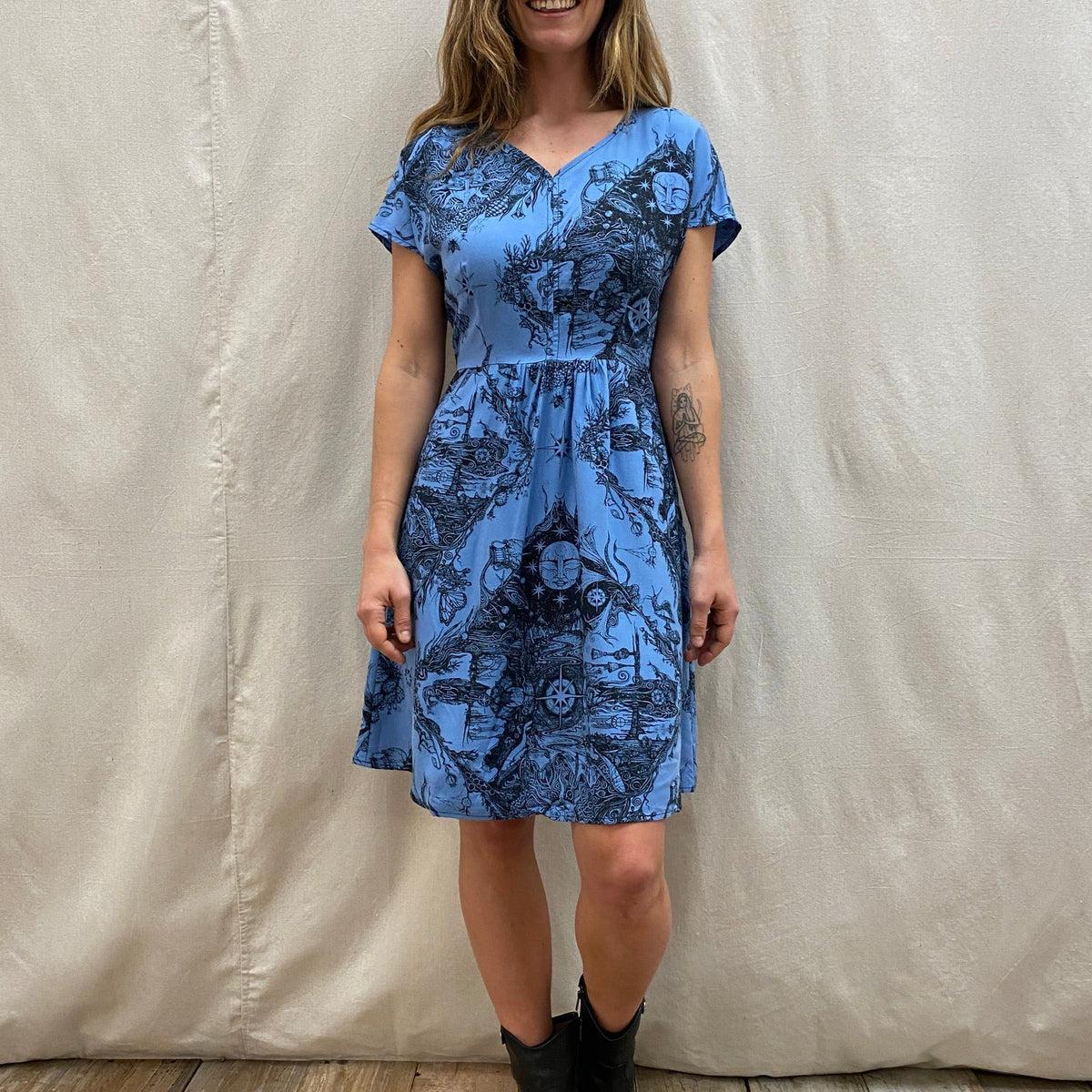 Dolman Dress in Earth Worship in Ocean Blue Product Image