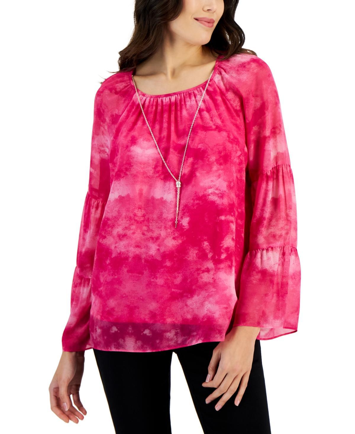 Jm Collection Womens New Year Tie-Dyed Necklace Top, Created for Macys Product Image