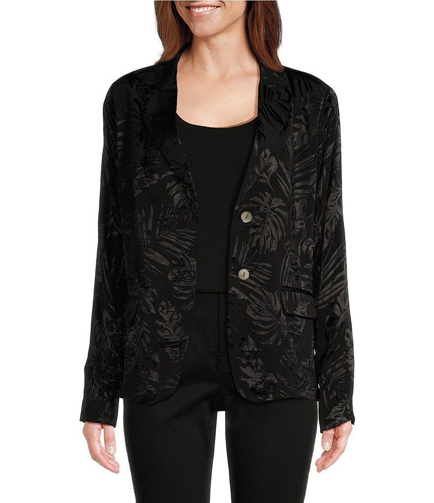 Tommy Bahama Satin Jacquard Palm Notch Lapel Long Sleeve Flap Pocket Two-Button Blazer Jacket Product Image