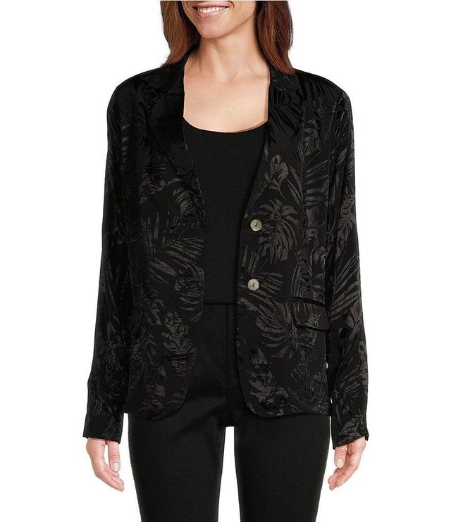 Tommy Bahama Satin Jacquard Palm Notch Lapel Long Sleeve Flap Pocket Two-Button Blazer Jacket Product Image