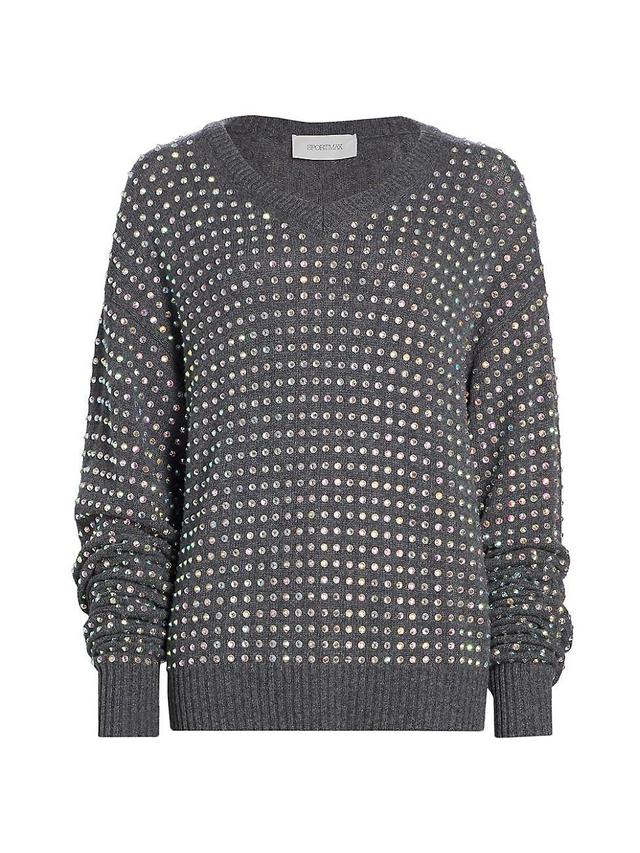 SPORTMAX Crystal Embellished V-Neck Sweater Product Image