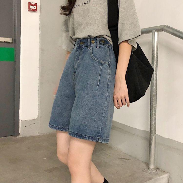 High-Waist Denim Shorts Product Image