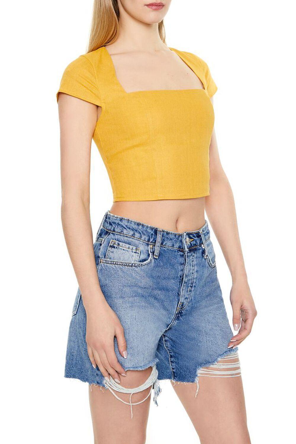 Linen-Blend Cutout Crop Top | Forever 21 Product Image