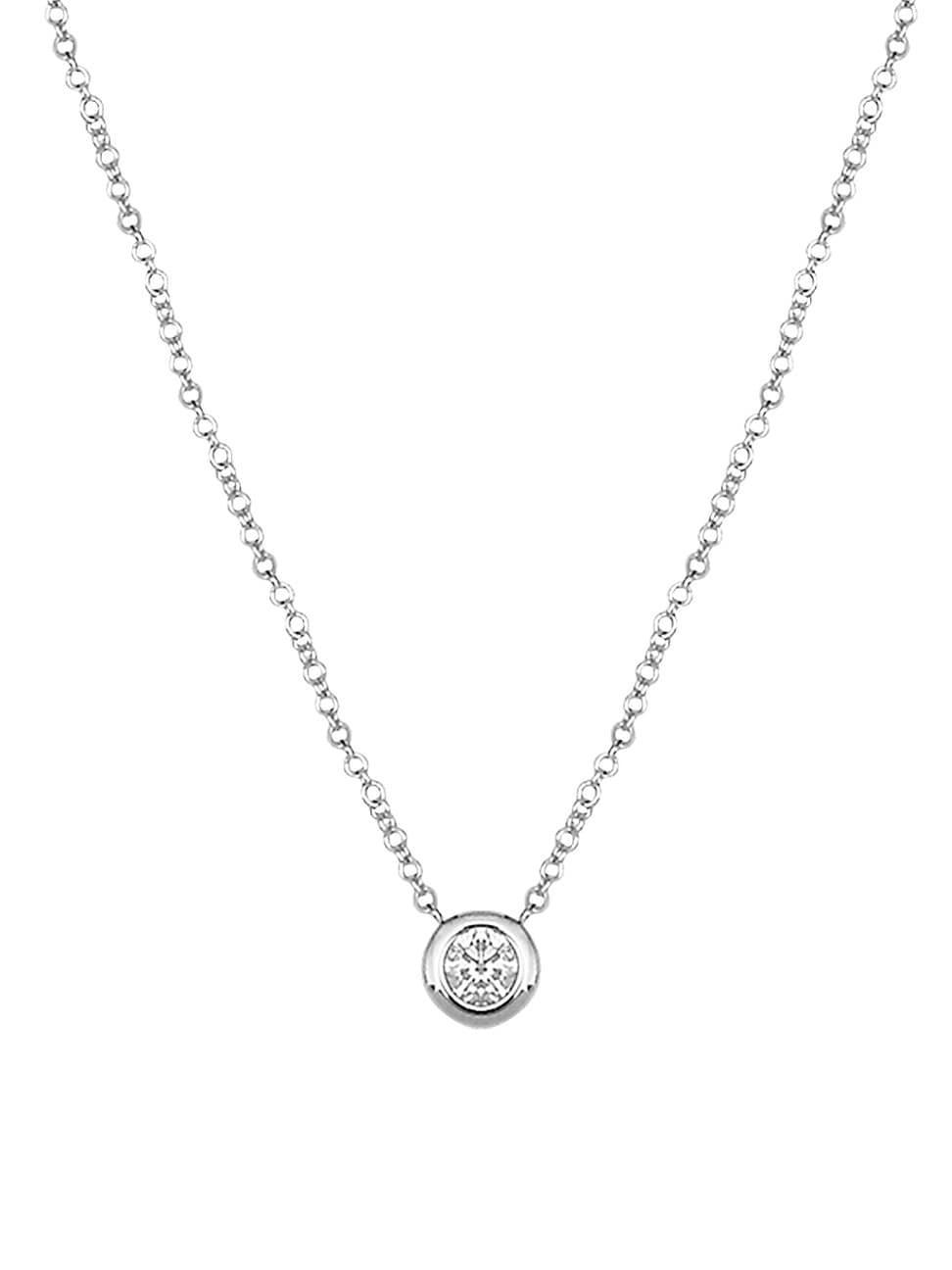 Womens Magic Touch 18K White Gold & Diamond Round Pendant Necklace Product Image