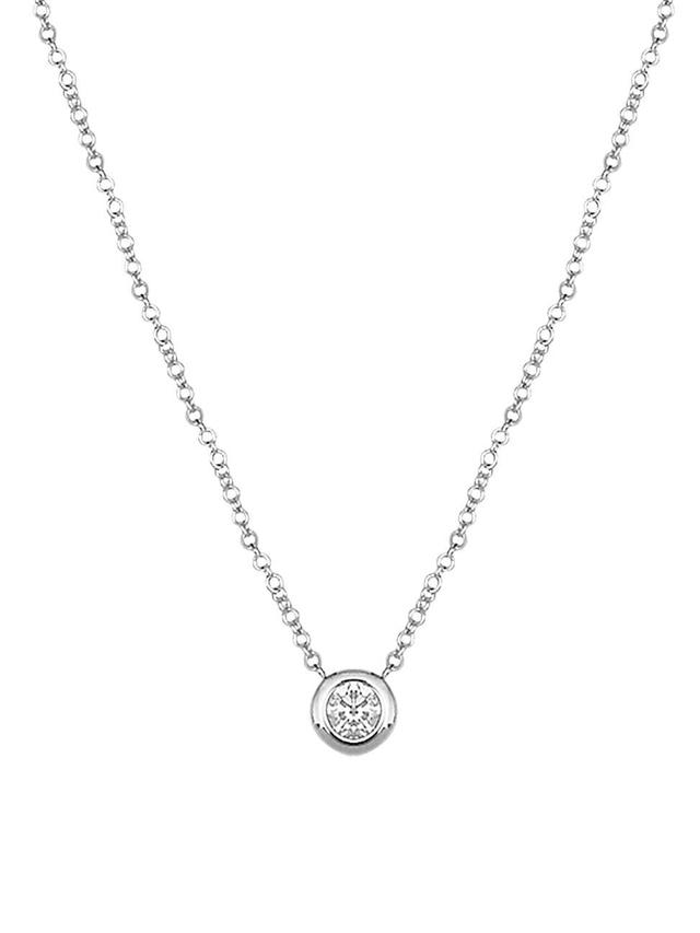 Womens Magic Touch 18K White Gold & Diamond Round Pendant Necklace Product Image