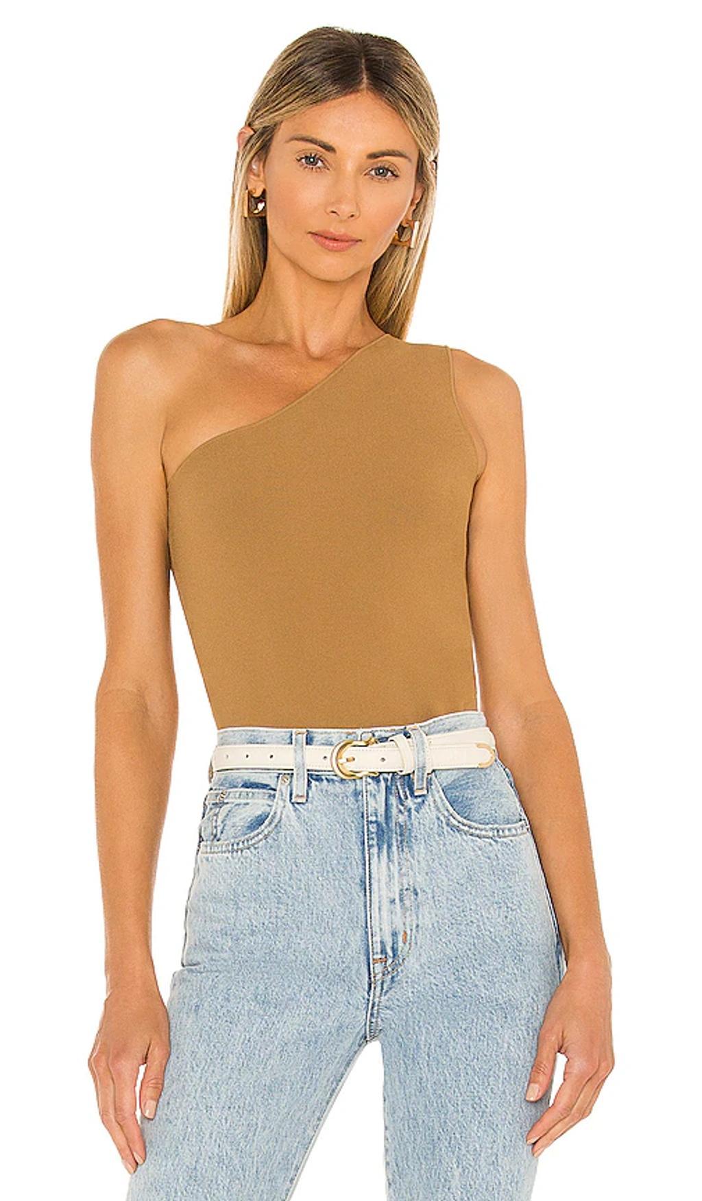 One-shoulder Stretch-knit Top In Moss Product Image