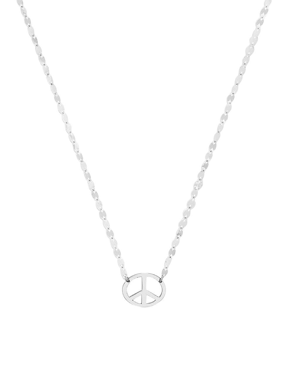 Womens 14K White Gold Mini Peace Pendant Necklace Product Image