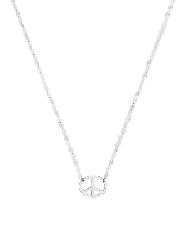 Womens 14K White Gold Mini Peace Pendant Necklace Product Image