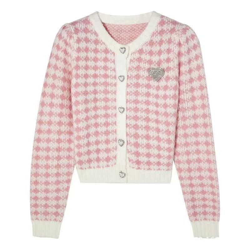 Argyle Print Button-Up Cardigan Product Image