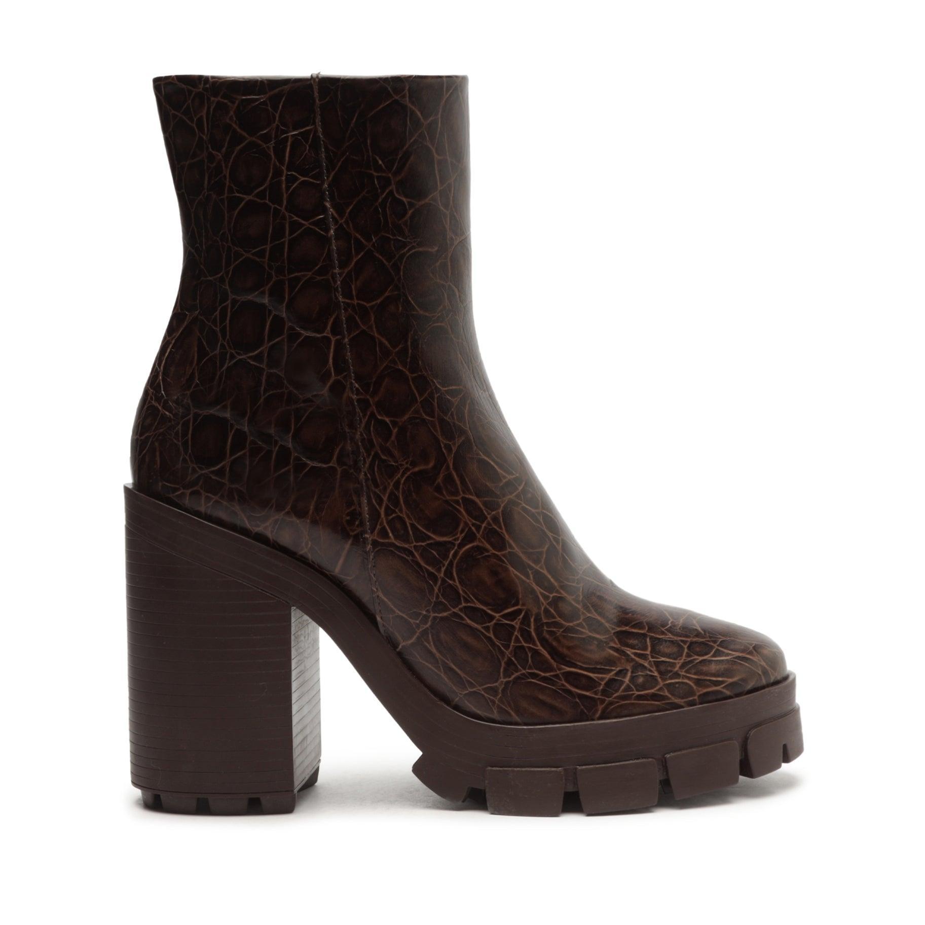 Gwendoline Crocodile-Embossed Leather Bootie Female Product Image