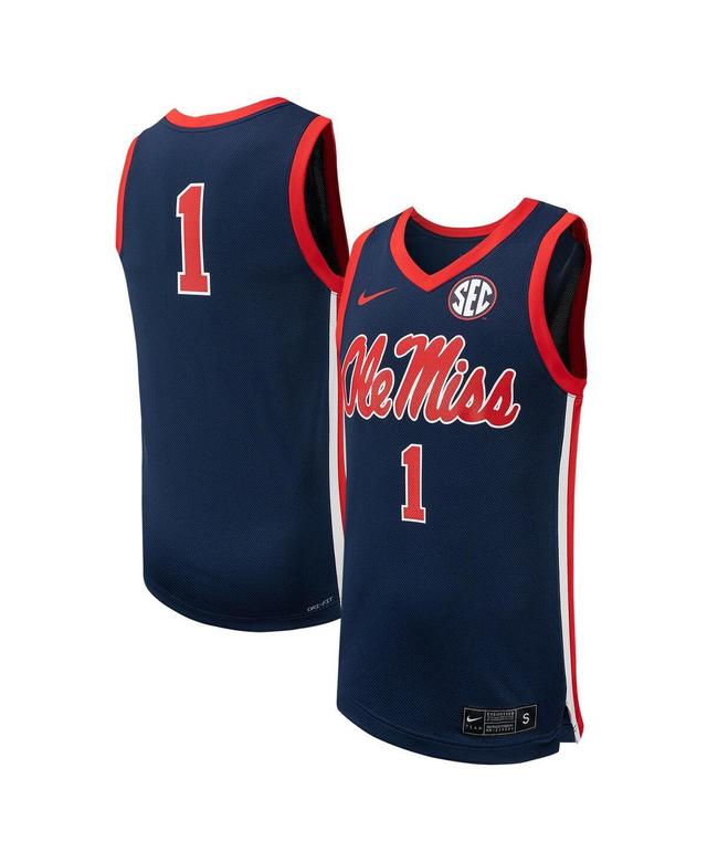 Mens Nike #1 Navy Ole Miss Rebels Replica Basketball Jersey - Navy Product Image