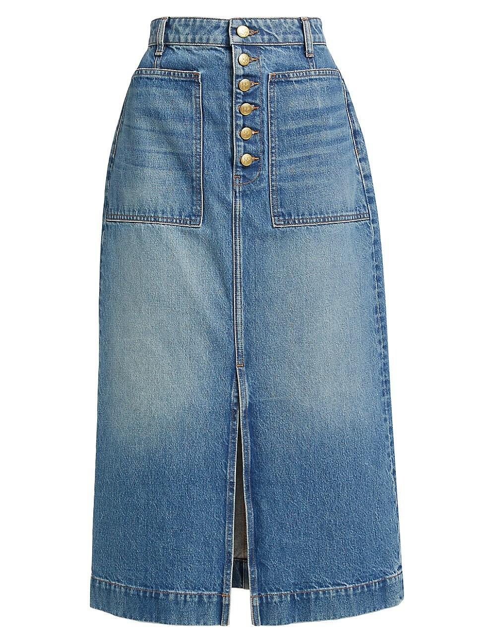 Womens Bea Denim Midi-Pencil-Skirt Product Image