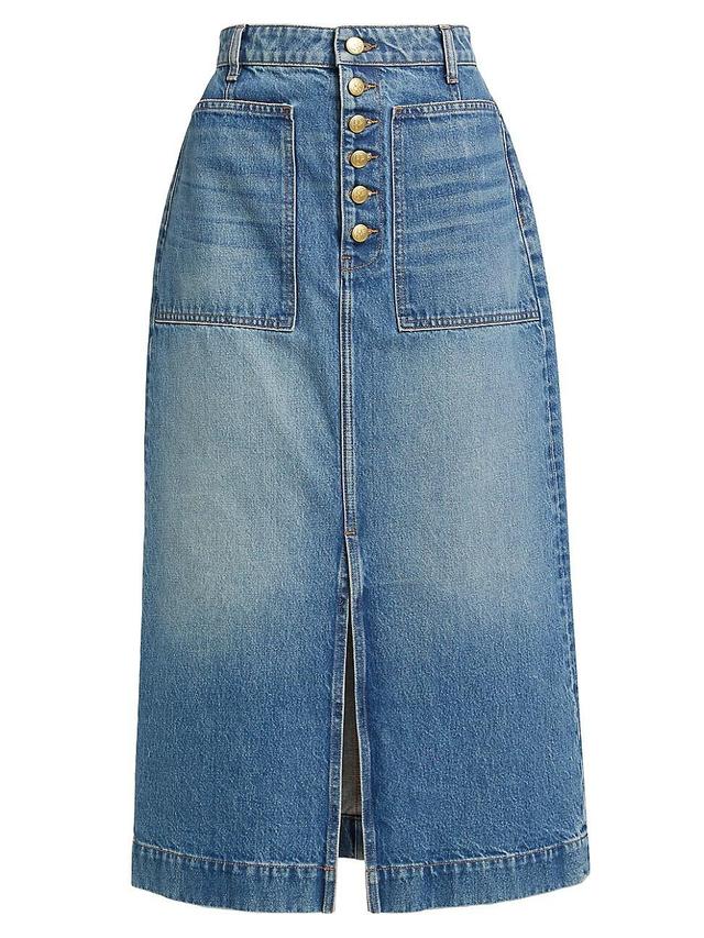 Womens Bea Denim Midi-Skirt Product Image