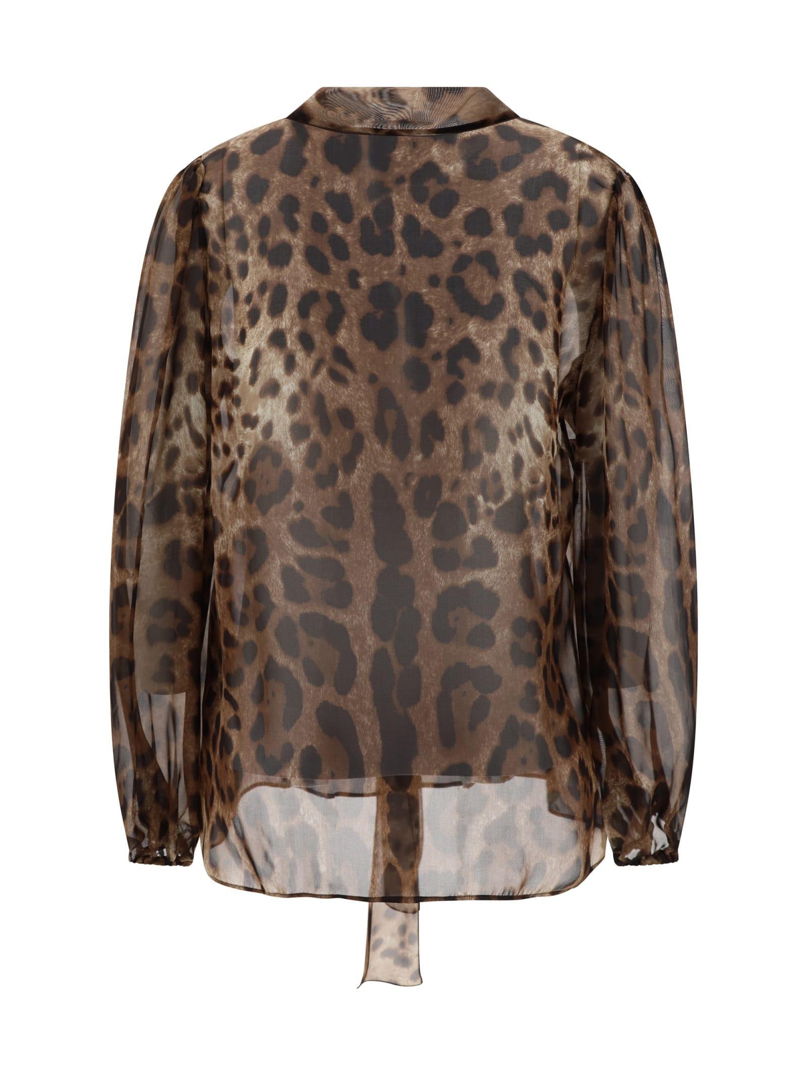 DOLCE & GABBANA Animalier Print Silk Shirt In Leo Product Image