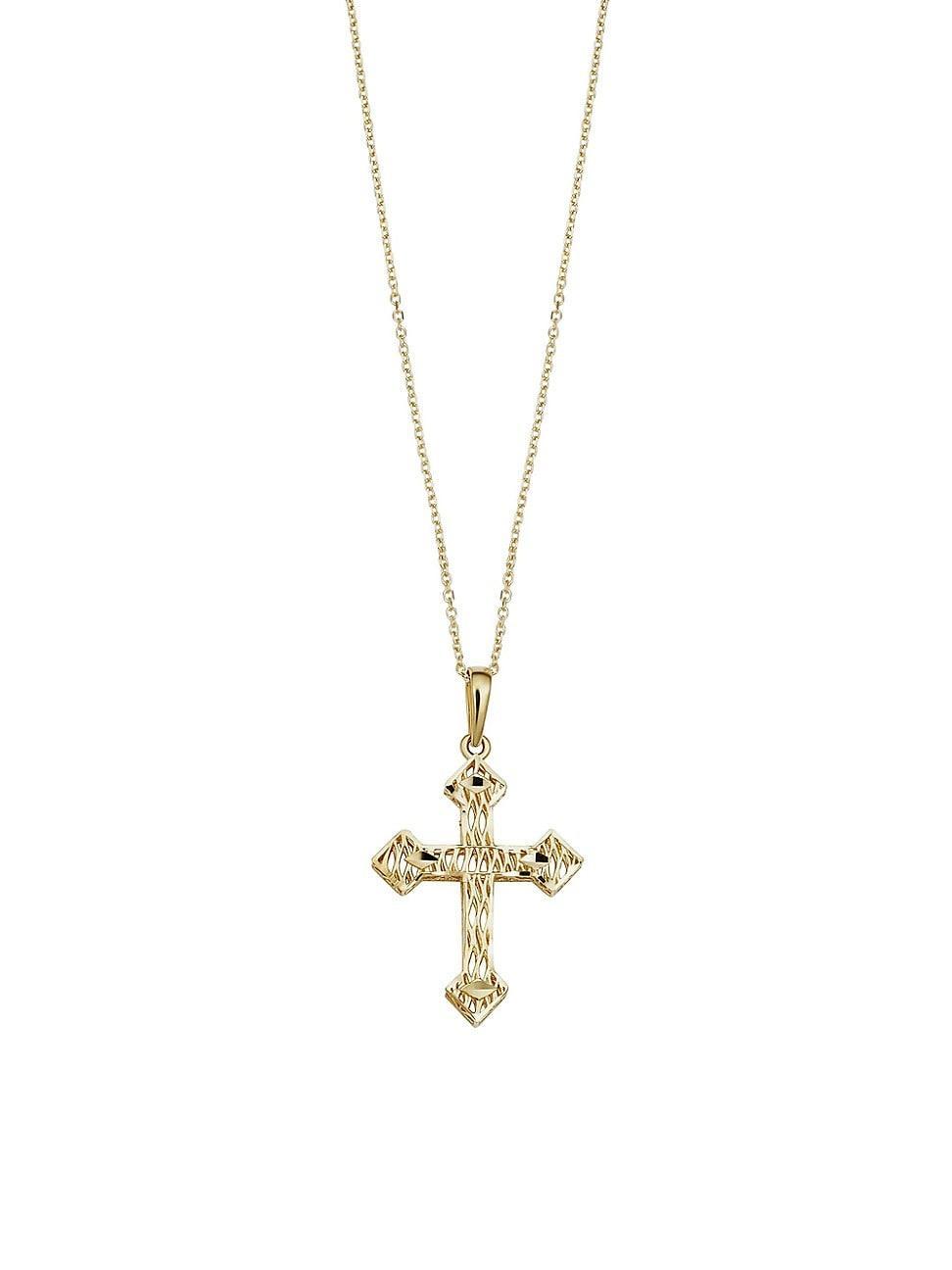 Mens 14K Yellow Solid Gold Gothic Cross Pendant Product Image