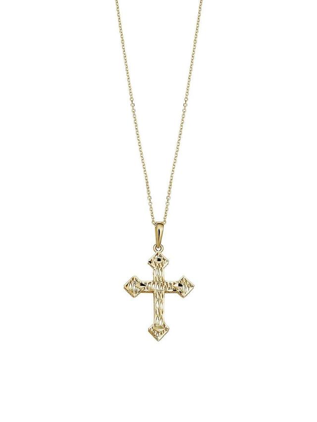 Mens 14K Yellow Solid Gold Gothic Cross Pendant Product Image