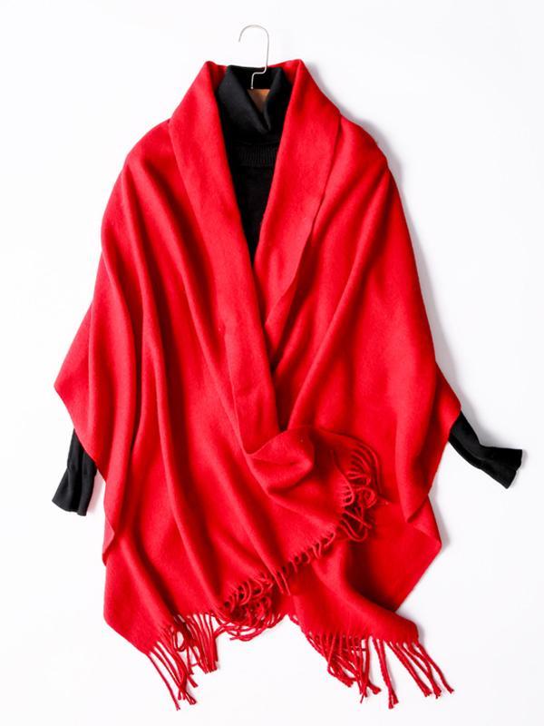 Keep Warm Solid Color Tasseled Shawl&Scarf product image