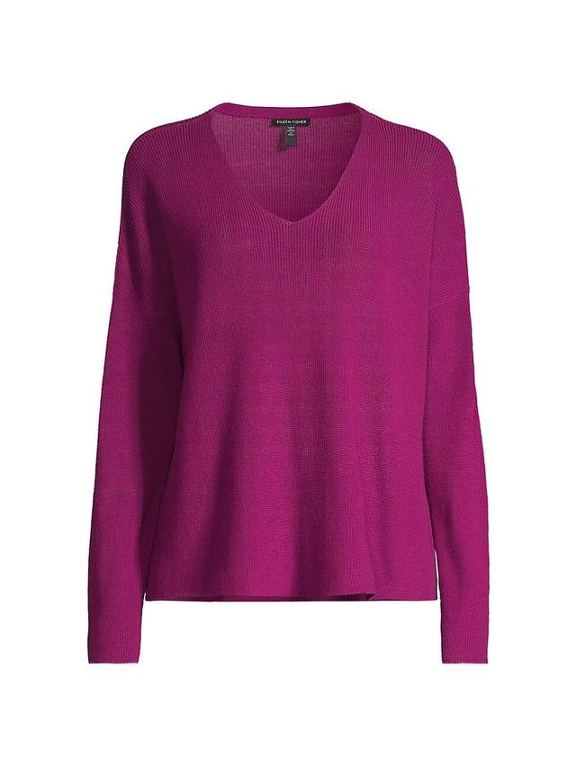 Eileen Fisher V-Neck Organic Cotton Pullover Sweater Product Image