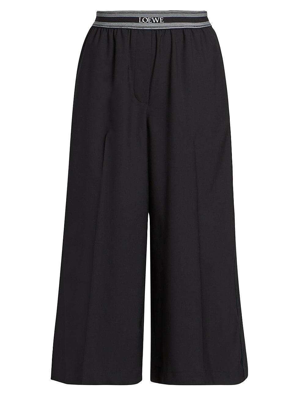 Womens Crop Logo Band Wide-Leg Trousers Product Image