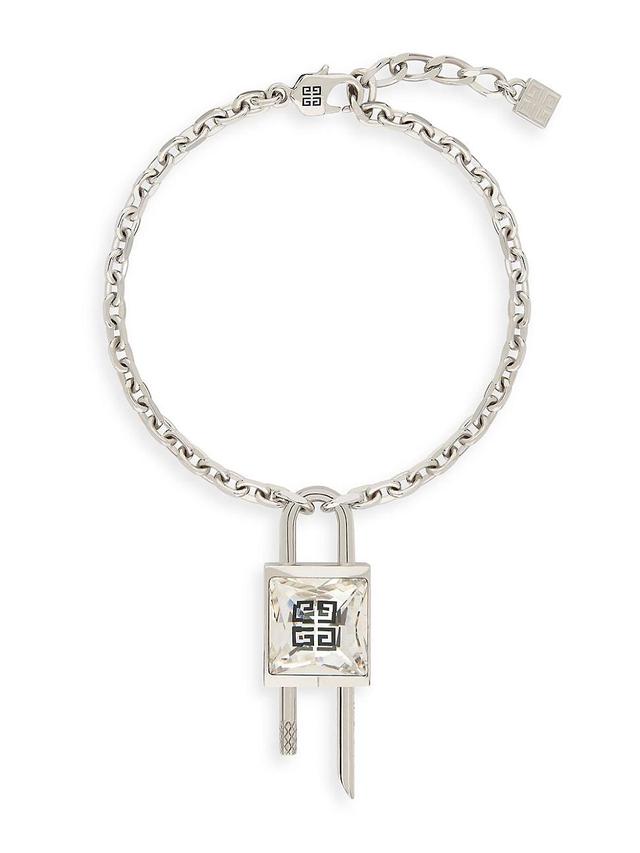 Womens Mini Lock Bracelet In Metal With Crystal Product Image