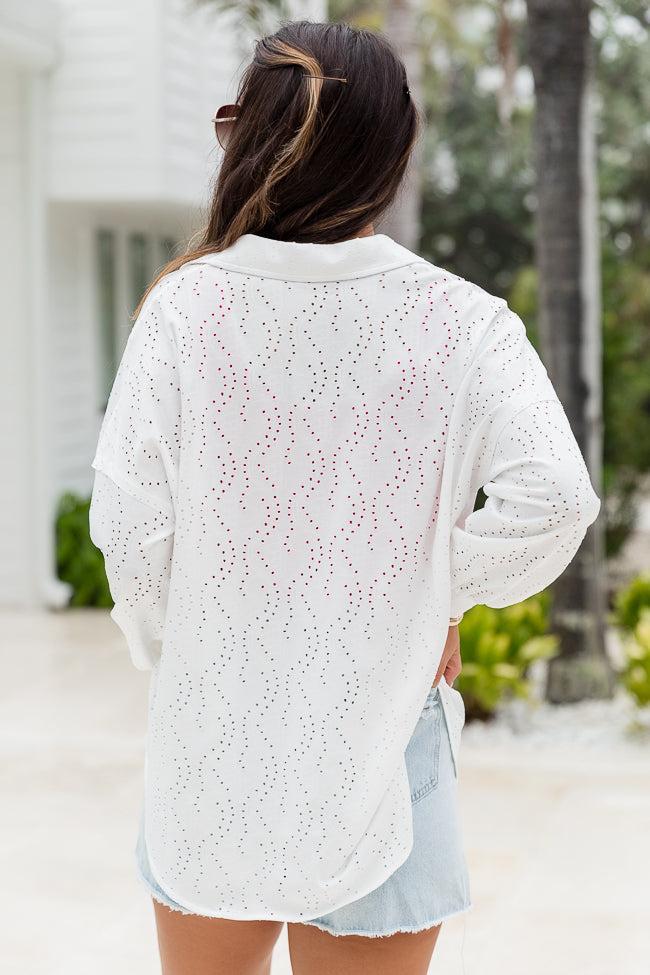 Need A Little More Ivory Knit Eyelet Shacket FINAL SALE Product Image