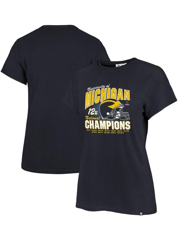 Womens 47 Brand Navy Distressed Michigan Wolverines 12-Time Football National Champions Frankie T-shirt Product Image