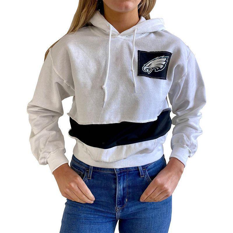 Womens White Philadelphia Eagles Crop Pullover Hoodie Product Image