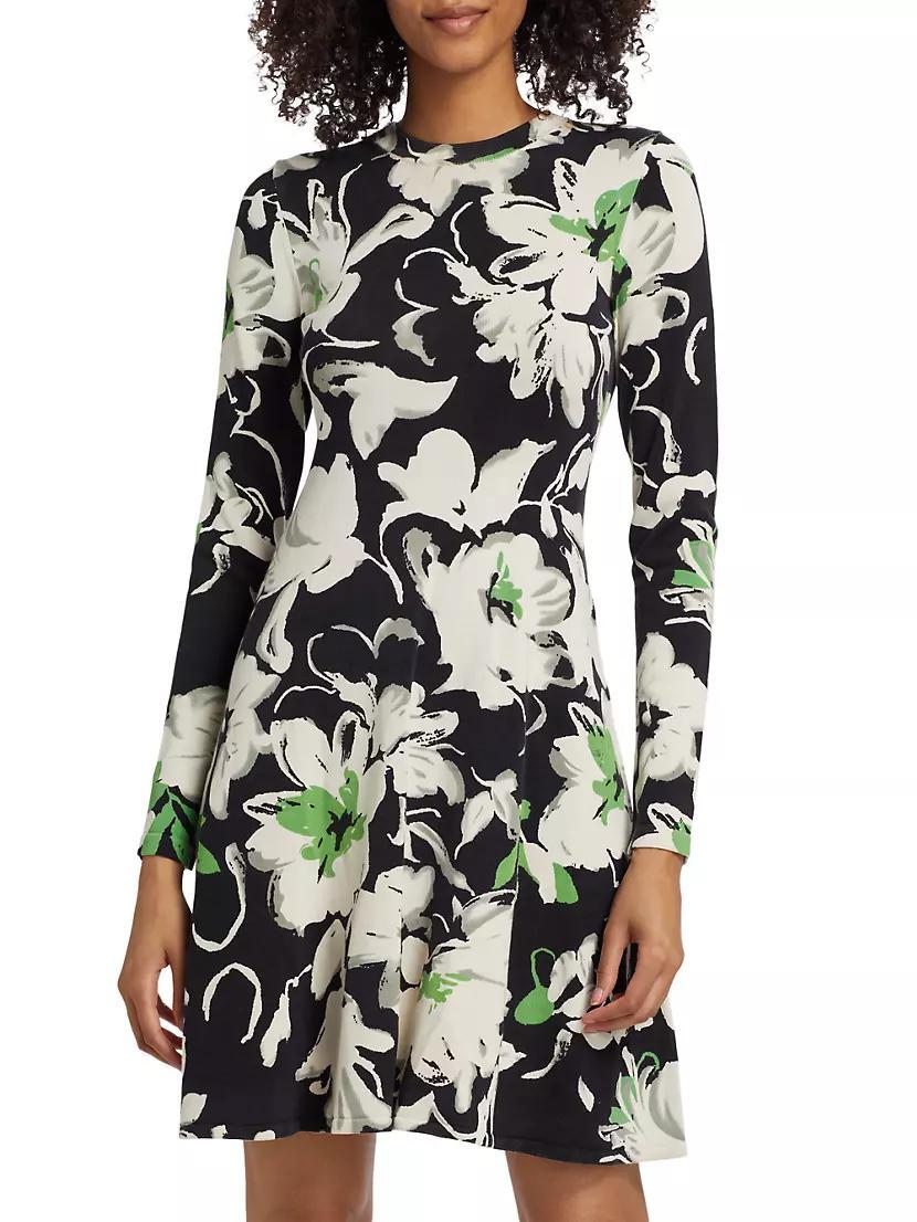 Floral Print Long-Sleeve Minidress Product Image