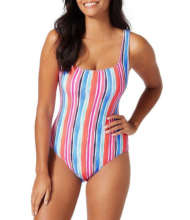 Tommy Bahama Island Cays Tropical Oasis Reversible Scoop Neck Lace Back One Piece Swimsuit Product Image