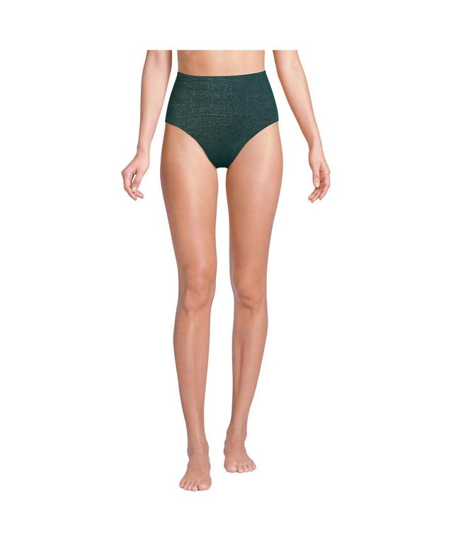 Lands End Womens Chlorine Resistant Shine High Waisted Bikini Bottoms Product Image